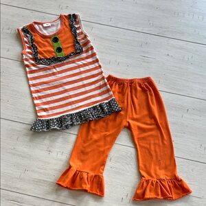 Fall Theme Striped Ruffle Outfit